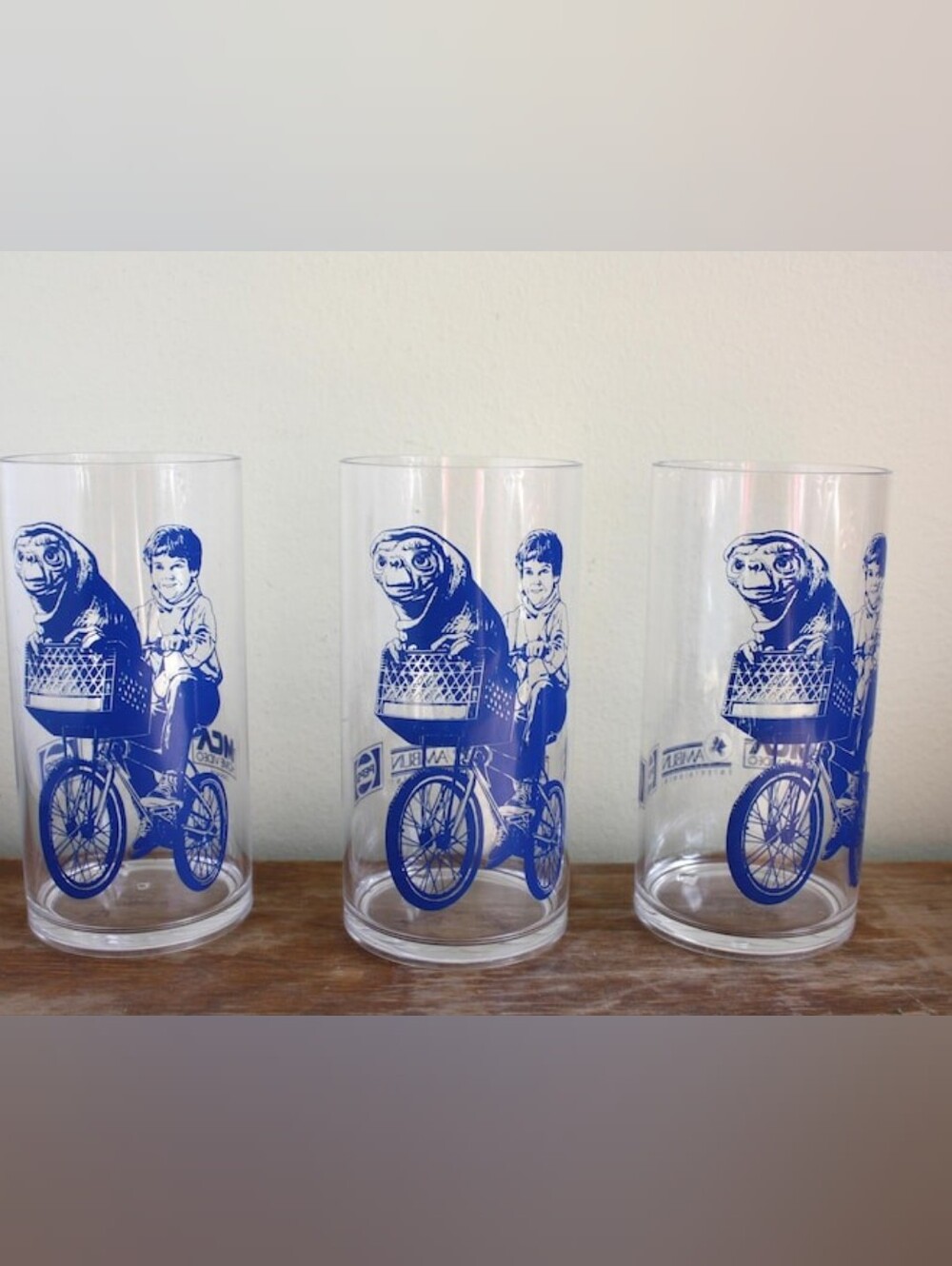 3 Vintage 1980s ET Extraterrestrial Plastic glasses Pepsi Amblin Entertainment